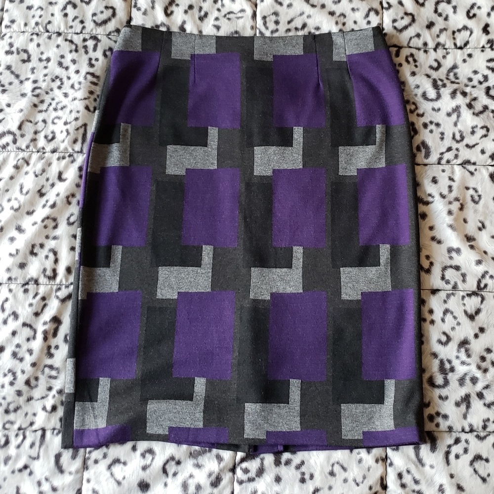 Kasper Purple Geo Knit Pencil Skirt NWOT Sz 8